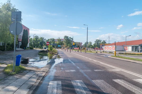 Deblin Polonia Junio 2021 Está Renovando Carretera Deblin — Foto de Stock