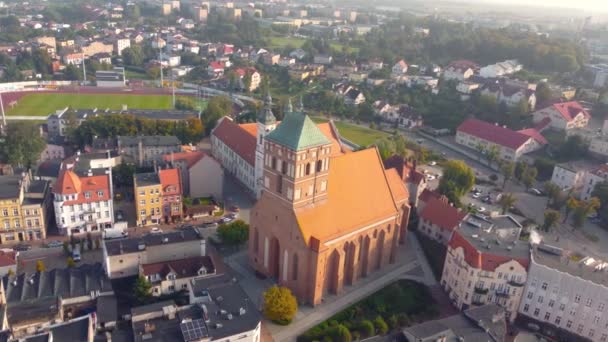 Chojnice Polonia Settembre 2021 Veduta Aerea Sulla Basilica San Giovanni — Video Stock