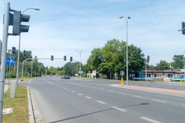 Pruszkow, Polonya - 15 Haziran 2021: Pruszkow sokak manzarası.
