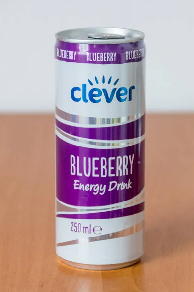 Deblin Polonia Junio 2021 Can Clever Blueberry Energy Drink — Foto de Stock