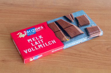 Pruszcz Gdanski, Poland- 7 Şubat 2026: Belçikalı Jacques sütlü çikolata.