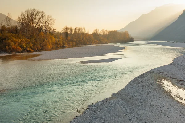 Venzone, folyó Tagliamento Stock Fotó