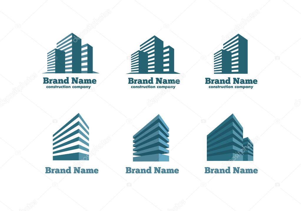 A series of logos depicting buildings.