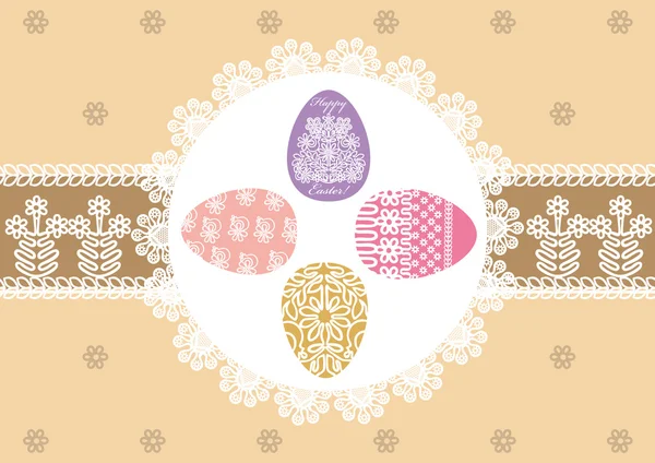 Easter eggs on lacy napkin — Stock Vector