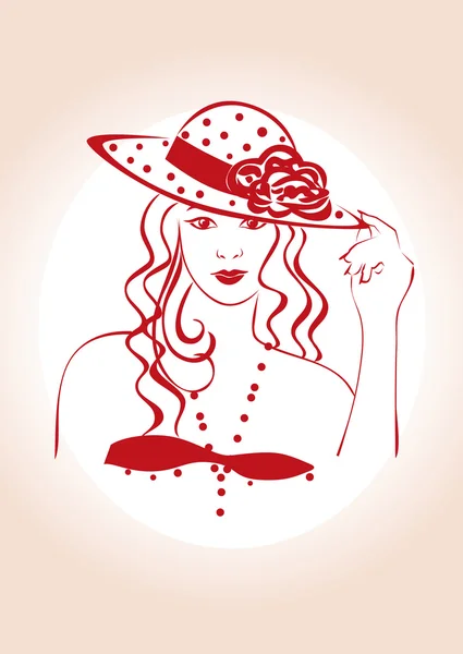 Moda şapkalı kadın — Stok Vektör