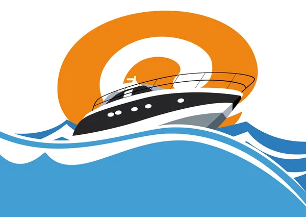 Yacht on a steep turn — Stock Vector