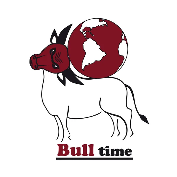 Bull Tempo Logo Design Concept Con Globo Isolato Uno Sfondo — Vettoriale Stock