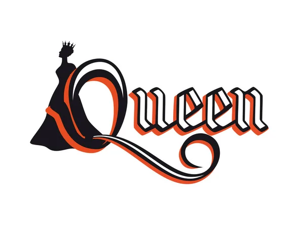 Λογότυπο Της Βασίλισσας Σιλουέτα Της Βασιλικής Φιγούρας Γράμματα Που Απομονώνονται — Διανυσματικό Αρχείο