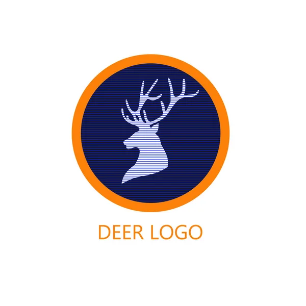 Deer Logo Design Blue Circle Template Label Isolated White Background — ストックベクタ