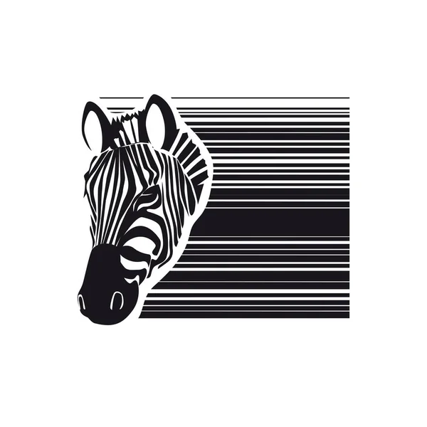 Zebra Head Logo Label Striped Design Isolated White Background — Stock Vector