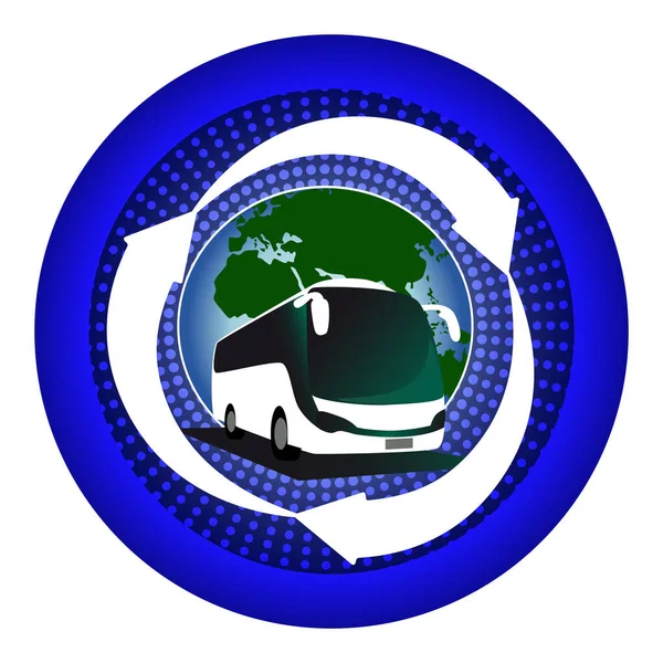 Logo Busz Zöld Bolygó Elszigetelt Fehér Alapon — Stock Vector