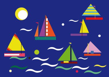 Stilize yelkenli tekne