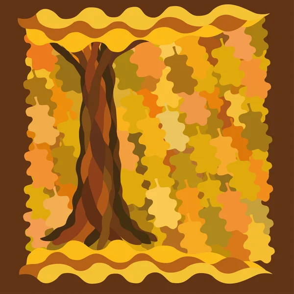 Fond décoratif avec arbre et feuilles — Image vectorielle