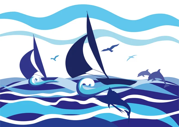 Sailing boats — Stock Vector