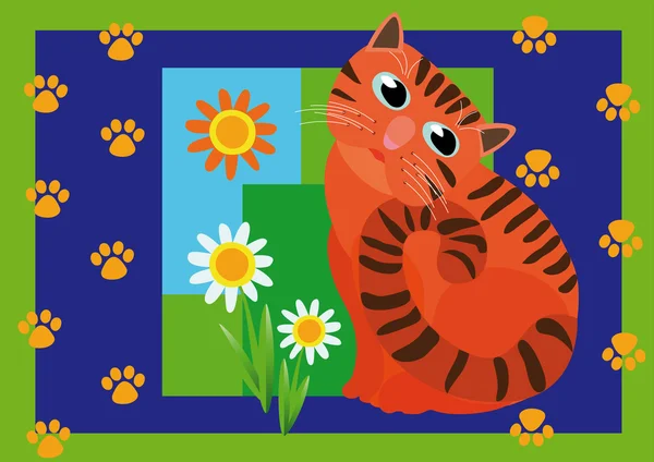 Kedi ile dekoratif arka plan — Stok Vektör