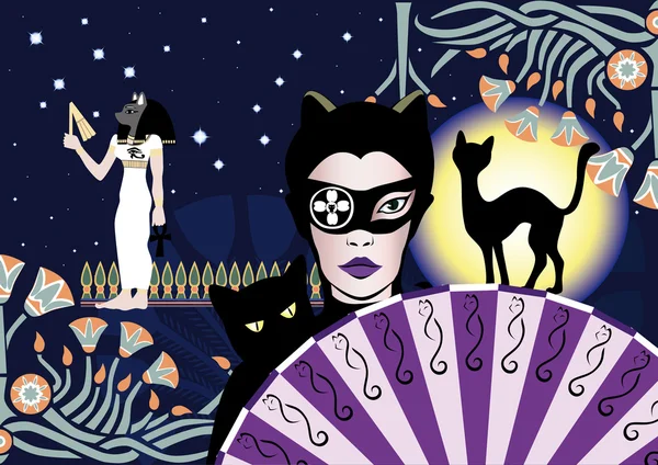 Mysterieuze catwoman — Stockvector