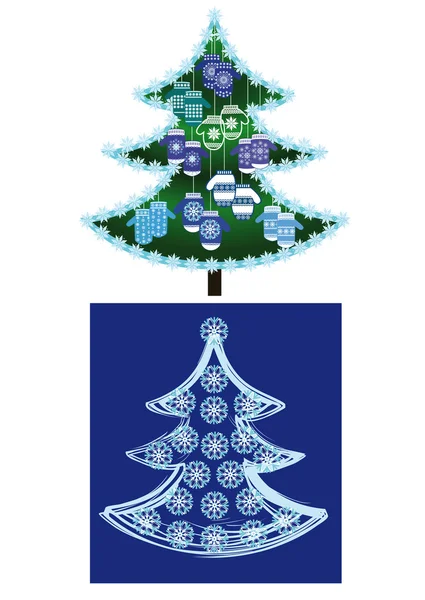 Árvore de Natal com ornamentos originais — Vetor de Stock