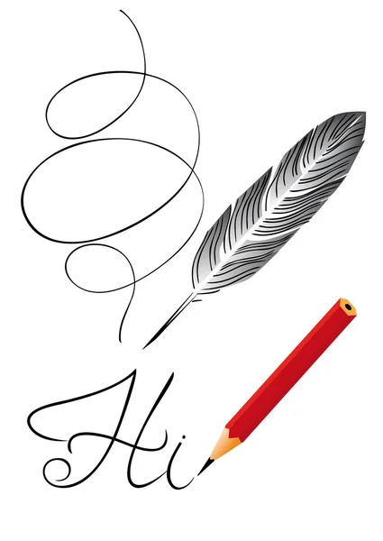 Goose quill and pencil — Stock Vector