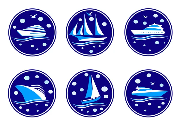 Icons with marine passenger transport. — Stock Vector
