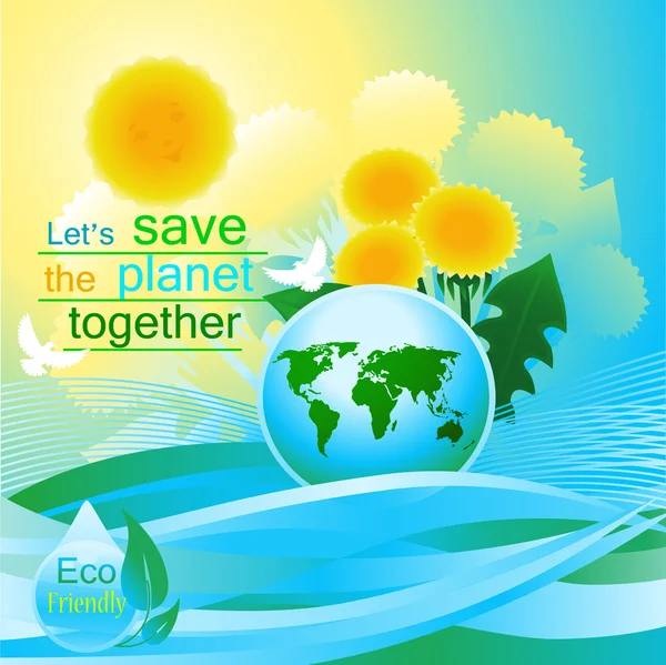 Öko-Plakat: Retten wir gemeinsam den Planeten — Stockvektor