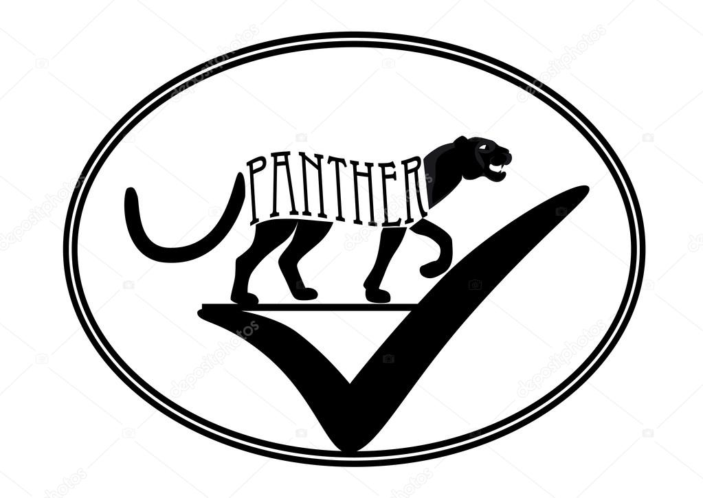 Panther black and white Logo and check isolated over white background.