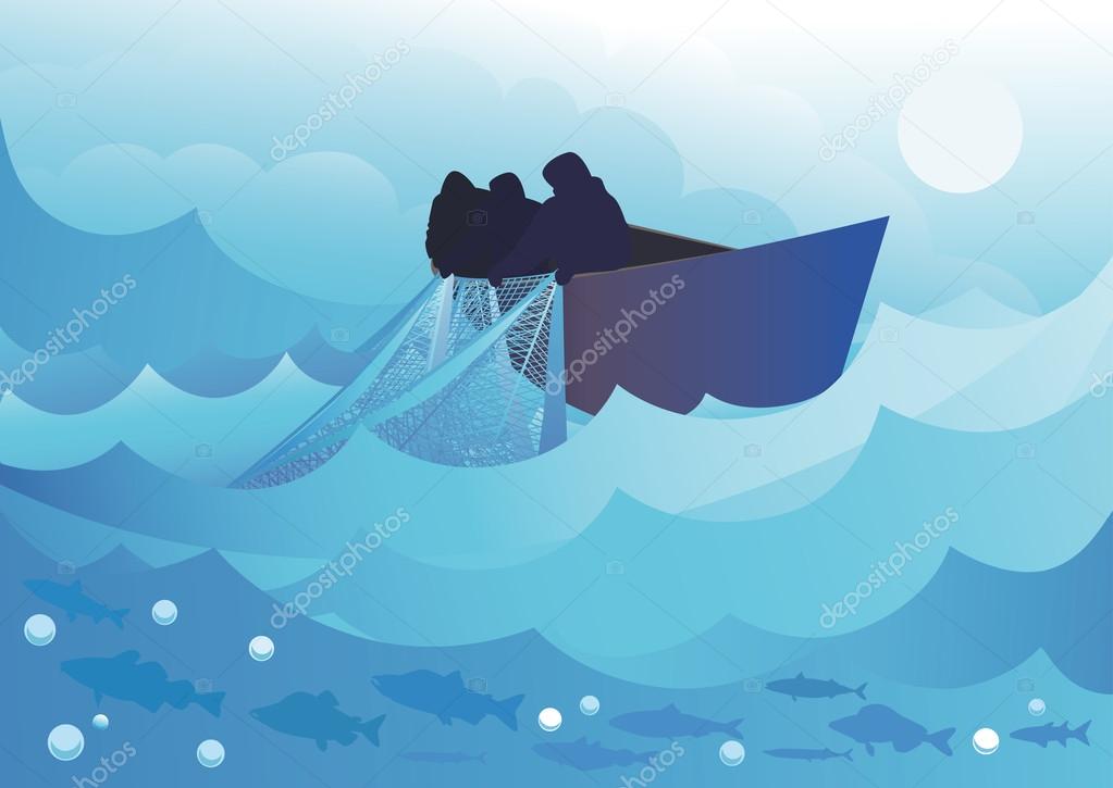 Fishing in the sea Stock Vector by ©Valentinash 99193682
