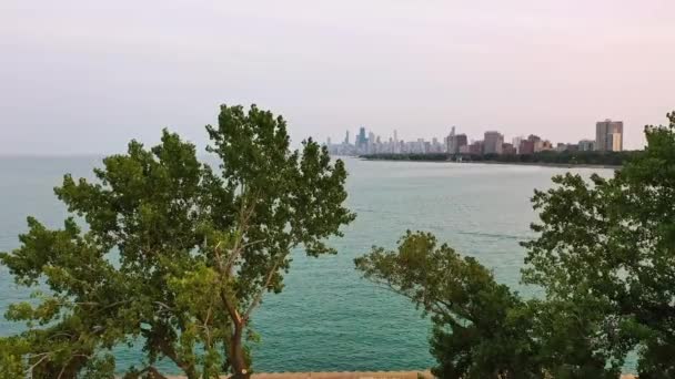 Chicago Septiembre 2020 Dos Mujeres Caminan Largo Del Lago Michigan — Vídeos de Stock