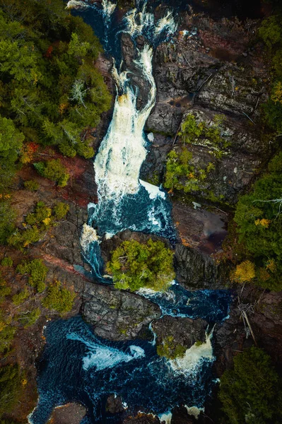 Neuvěřitelný Pohled Dolů Letecké Fotografie Saxon Falls Vodopád Kaskády Whitewater — Stock fotografie