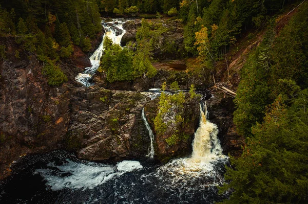 Neuvěřitelné Cestování Letecké Fotografie Saxon Falls Vodopád Kaskády Bělavé Peřeje — Stock fotografie