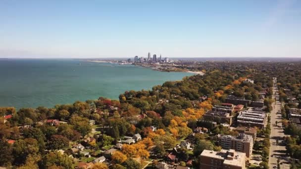 Mooie Antenne Met Een Panoramisch Uitzicht Cleveland Ohio Vanuit Een — Stockvideo