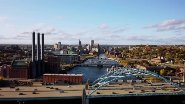 Providence Ottobre 2020 Traffico Scorre Lungo Providence River Bridge Iway — Video Stock