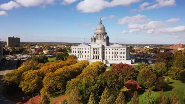 Providence Octubre 2020 Histórica Casa Estatal Rhode Island Con Gran — Vídeo de stock