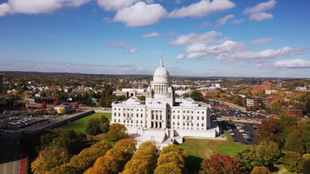 Providence Octubre 2020 Histórica Casa Estatal Rhode Island Con Gran — Vídeo de stock