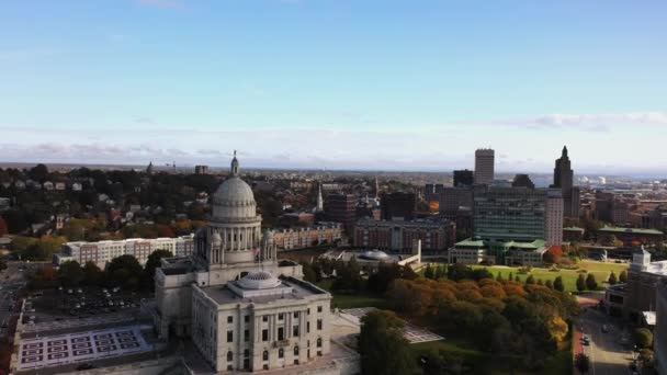 Providence Octubre 2020 Histórica Casa Estatal Rhode Island Con Gran — Vídeo de stock