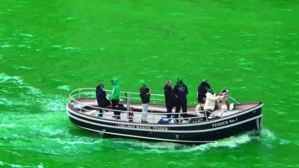 Chicago Maret 2021 Sekelompok Orang Berkuda Chicago Marine Tender Boat — Stok Video