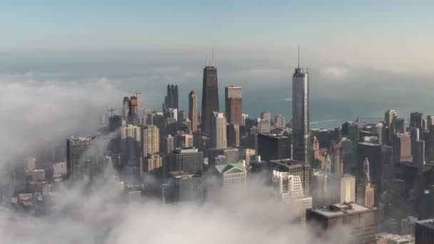 Chicago Febrero 2021 Una Espesa Nube Niebla Baja Mueve Hacia — Vídeos de Stock