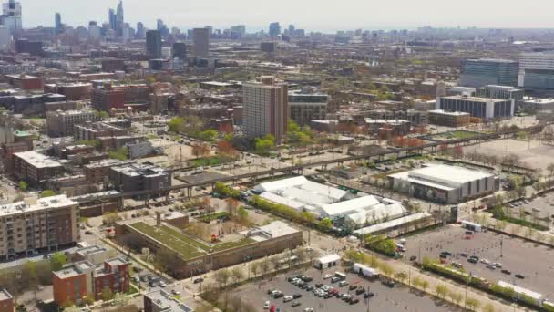 Chicago April 17Th 2021 White Tents Orange Cones Sit Parking — Stock Video