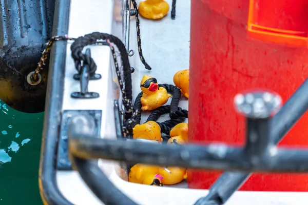 Chicago August 5Th 2021 Yellow Rubber Ducks Spill Bottom Boat — Stock Photo, Image