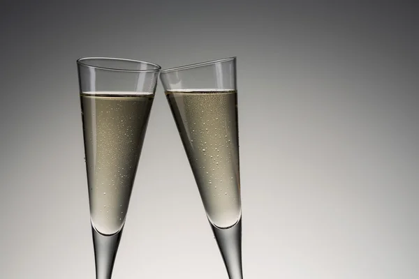 Silvester toast with cold champagne — Stock Photo, Image