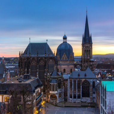 Aachen Cathedral on sunset clipart