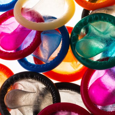 Close up of colorful condoms clipart