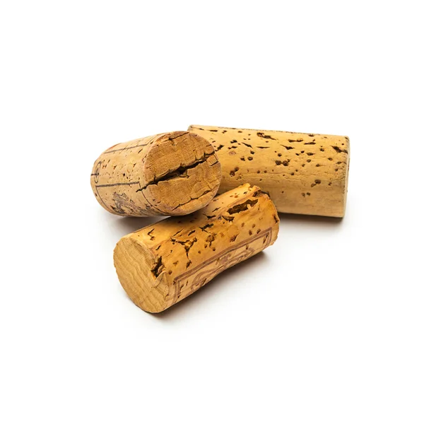 Thre wine corks on white — Stock Photo, Image
