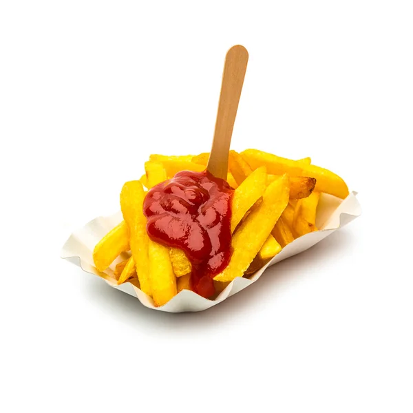 Patatine fritte pommes con ketchup — Foto Stock