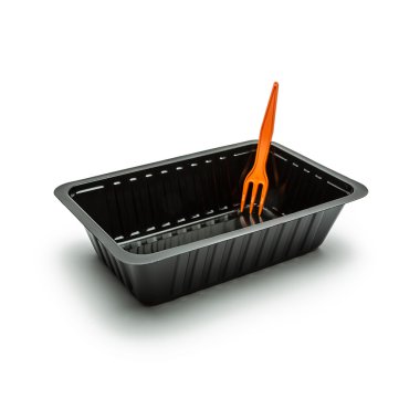 black fries shell with fork clipart