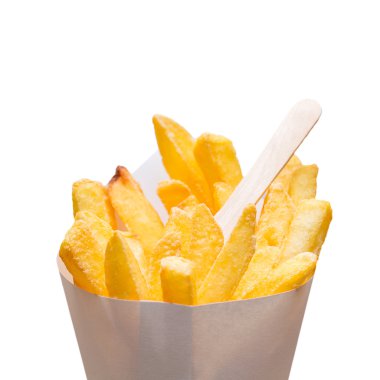 golden french fries in a bag clipart