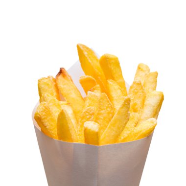 Pommes frites bag on white clipart