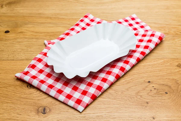 French fries shell on a tablecloth — Stock Photo, Image
