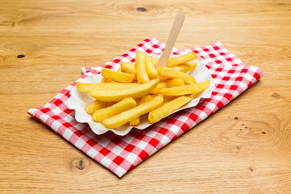 Netherlands fries with fork — Stock Photo, Image
