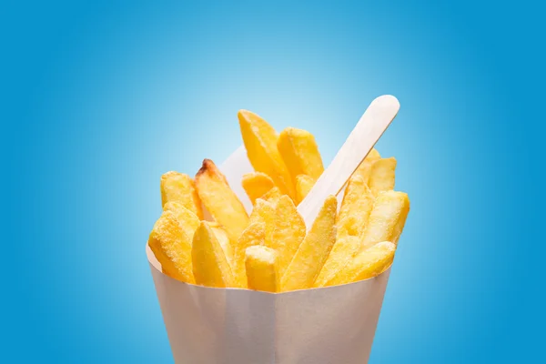 Sacchetto patatine fritte con forchetta Frits — Foto Stock