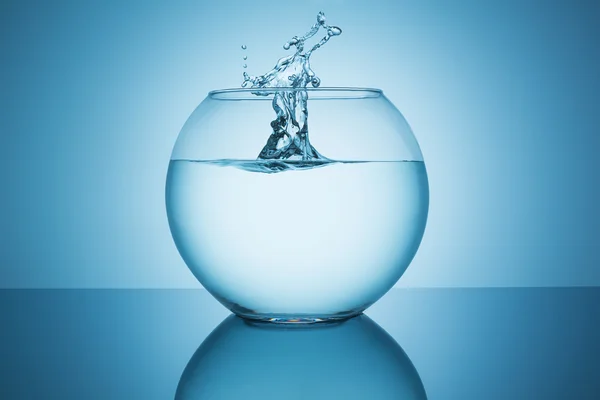 Splashing water in a fishbowl — Stock Photo, Image